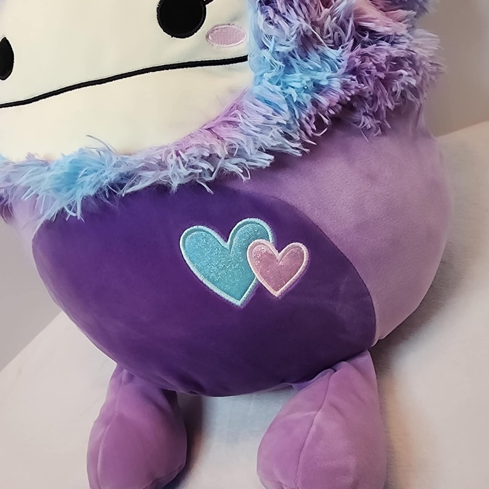 Squishmallow Eden Bigfoot 16" Valentine '24 Purple/Blue/Pink GlitterHearts - Picture 3 of 7